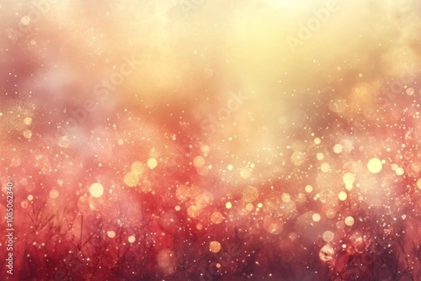 Fototapeta Vivid bokeh lights with golden glow and warm tones.