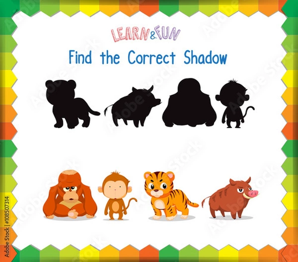 Fototapeta Find the correct Animals shadow