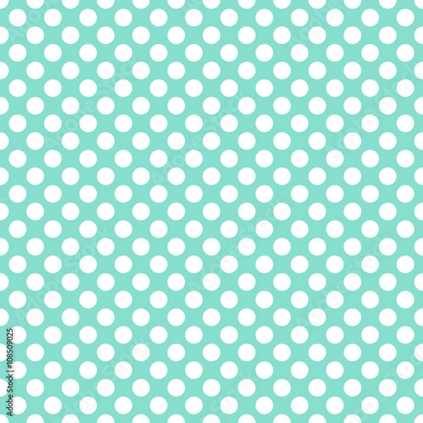 Obraz aqua & white polka dot pattern, seamless texture background