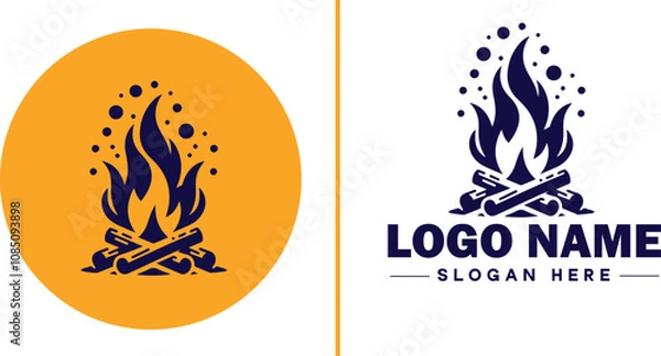 Fototapeta Campfire icon Bonfire Blaze Fire Pit flat logo sign symbol editable vector