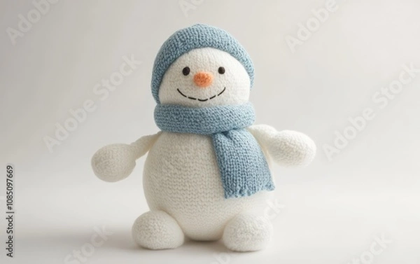Fototapeta plush toy SNOWMAN on white background 