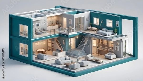 Fototapeta 3d view of house model