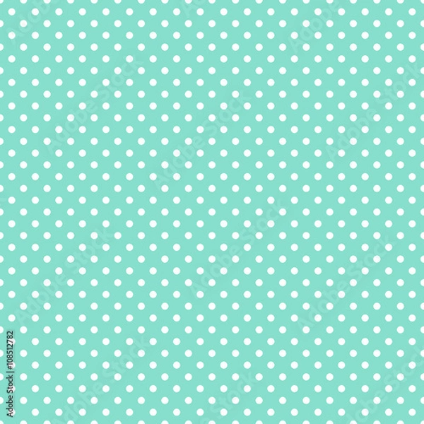 Obraz aqua & white polka dot pattern, seamless texture background