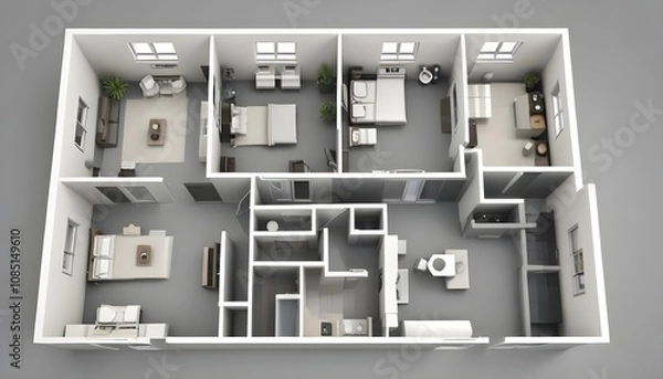 Fototapeta 3d view of house model