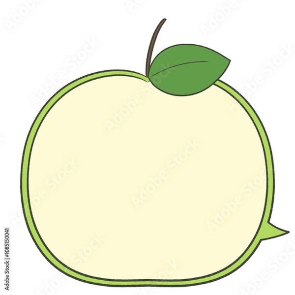 Fototapeta かわいい青りんごの吹き出し