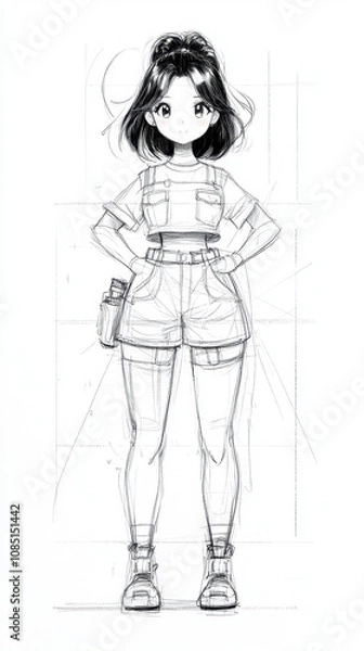 Fototapeta How to Draw a Female Anime Character Torso Sketch