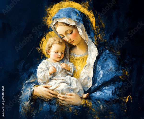 Fototapeta Mother of God with a baby. AI generative.