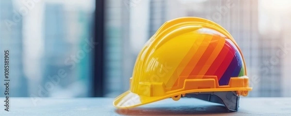 Obraz Rainbow Hard Hat Safety Helmet Construction Worker