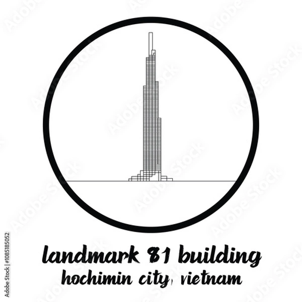 Obraz Circle Icon Landmark 81 Building. Vector Illustration