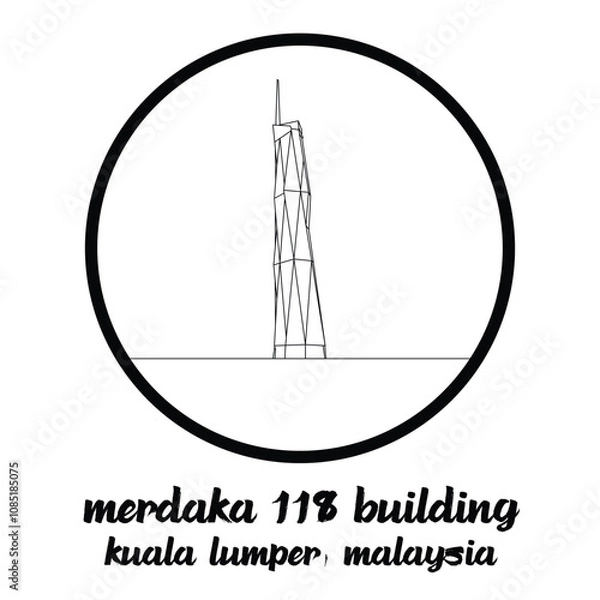 Obraz Circle Icon Merdaka 118 Building. Vector Illustration