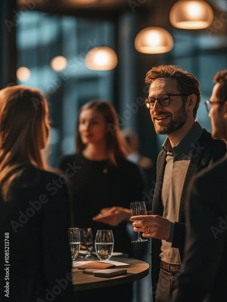 Obraz Managers enjoying drinks at after work networking event