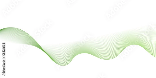 Obraz Modern abstract green wave liquid lines background.dots on a whit clean and fresh background,Frequency sound wave lines and technology curve lines,green wave lines frame, 