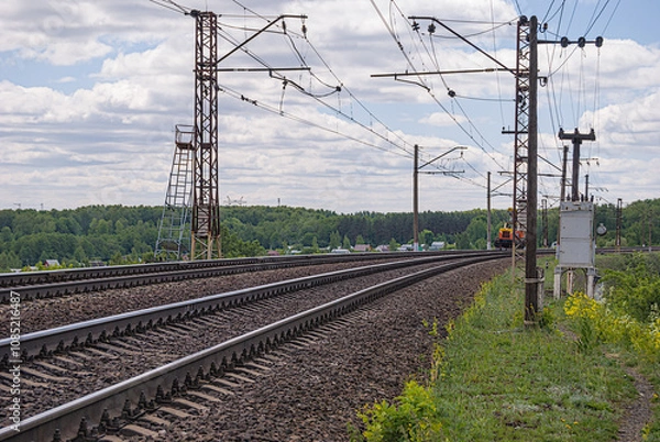 Fototapeta Summer Russian Railway. Rails and sleepers.