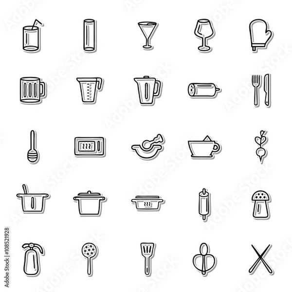 Obraz Kitchen line icon set 