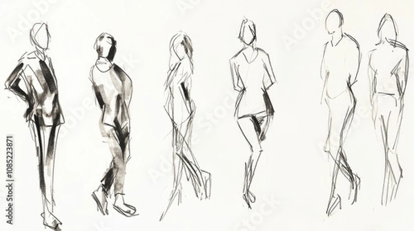 Obraz Stylish Sketches of Posed Figures