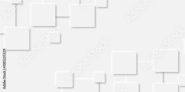 Fototapeta Abstract white rectangle shape geometric line background. abstract seamless modern white and gray color technology concept geometric rectangle vector background neomorphism style poster, banner design