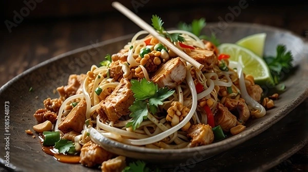 Obraz chicken pad thai noodles