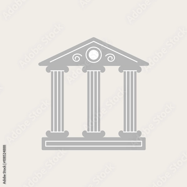 Obraz Vector illustration with the image of a classical building with three antique columns. It can be used as a logo for the architectural firm or a museum.