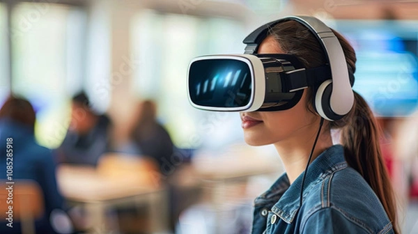 Fototapeta Explore the future today with immersive virtual reality. Dive into new worlds