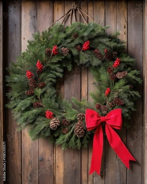 Fototapeta A close-up of a beautifully crafted silver Christmas ornament resting on a polished wooden table. The ornament features intricate frosted designs and delicate glittering patterns. In the background, a