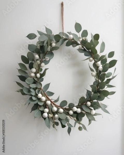 Fototapeta A close-up of a beautifully crafted silver Christmas ornament resting on a polished wooden table. The ornament features intricate frosted designs and delicate glittering patterns. In the background, a