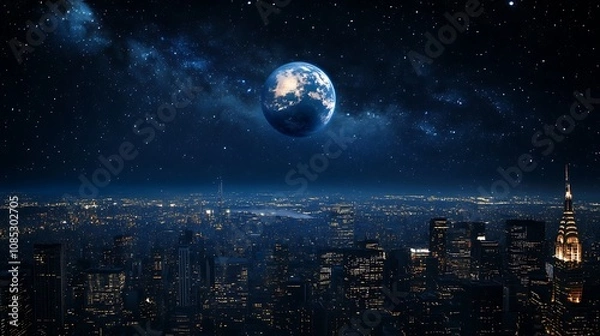Fototapeta Peaceful Scene of Earth with Heaven Beautiful Sky Above Image