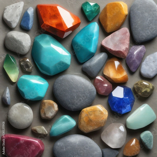 Fototapeta Texture of colorful stones on the ground.