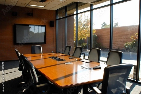 Fototapeta Modern Conference Room with Natural Light and Minimalist Design