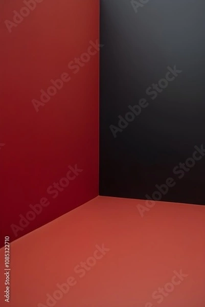 Fototapeta Minimalist Matte Red Floor on Dark Background with Depth