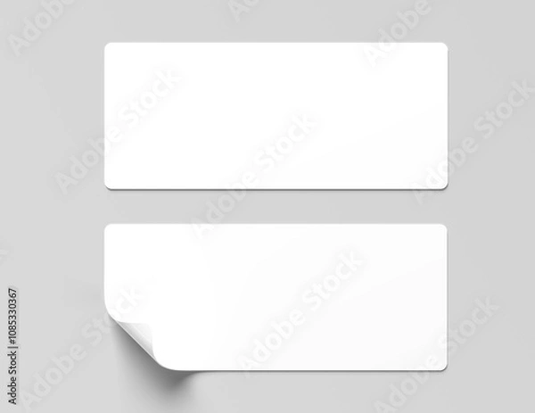 Fototapeta Blank rectangular sticker mockup isolated. Large label template. 3D rendering