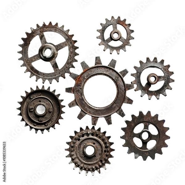 Fototapeta old gears isolated on white background

