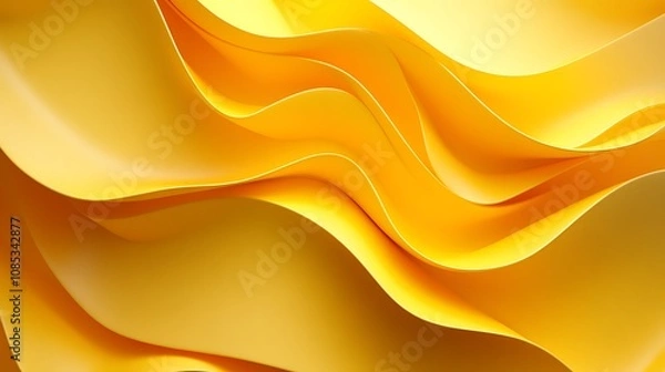 Fototapeta 3D render of a yellow abstract background wave, Abstract background 3d wave