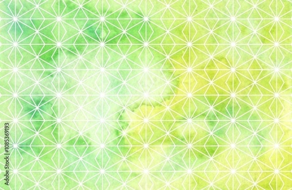 Obraz 水彩　和柄　麻の葉