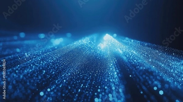 Obraz Abstract blue sparkle background.  Glowing particles create a dynamic, ethereal effect. Perfect for technology, science, or fantasy themes.