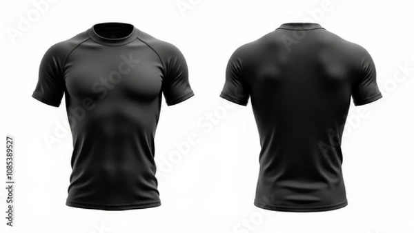 Obraz Rashguard mockup with professional stitching details, textured material, and realistic shadow effects for sportswear presentations.