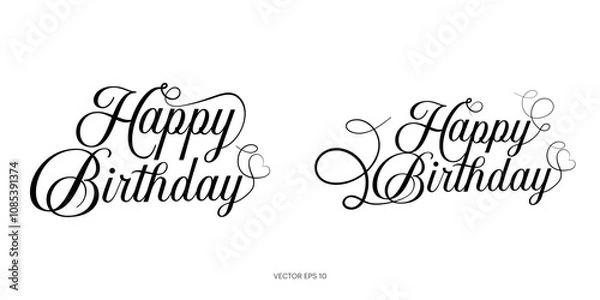 Obraz Happy Birthday Typography Vector Illustration