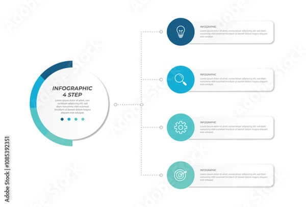 Fototapeta Vector infographic label design with circle infographic template design and 4-5-6 options or steps. Can be used for process diagram, presentations, workflow layout, banner, flow chart, info graph
