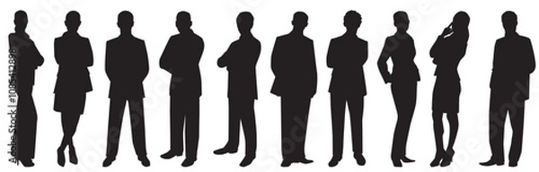 Fototapeta working people group standing on isolated white background. 