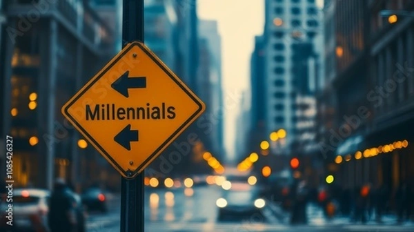 Fototapeta Millennials at a Crossroads: A Conceptual Image