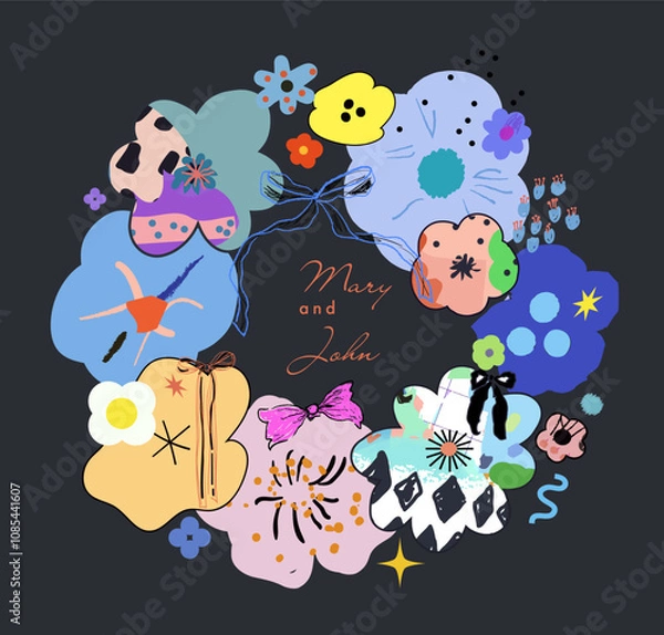Fototapeta Floral frame . Hand drawn artistic background. Vector