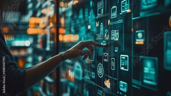 Obraz Omni-channel marketing integrates multiple channels, including social media, email, and physical stores, to provide a cohesive customer experience