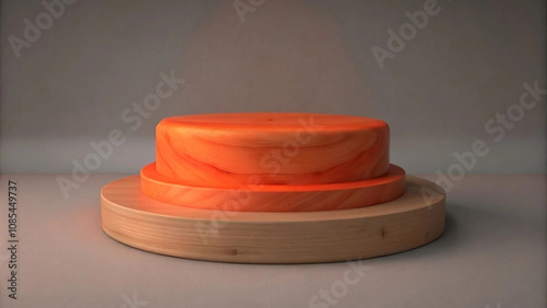 Fototapeta Red Podium with Spotlight: A Simple Design Ideal for Branding and Product Display