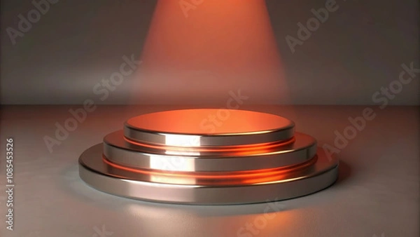 Fototapeta Red Podium with Spotlight: A Simple Design Ideal for Branding and Product Display