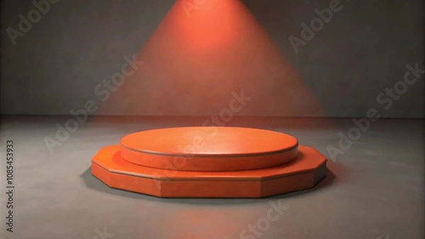 Fototapeta Red Podium with Spotlight: A Simple Design Ideal for Branding and Product Display