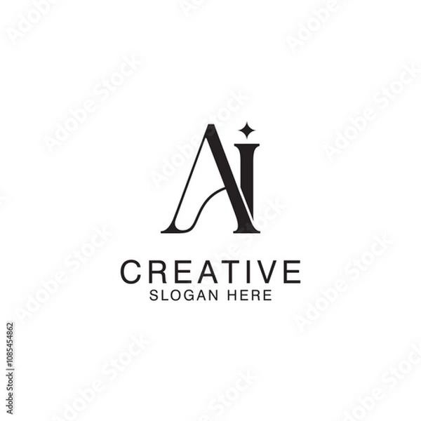 Fototapeta Modern Creative AI Logo Design. icon initial Based Monogram and Letters in Luxury vector