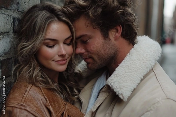 Fototapeta A Couple's Quiet Embrace A Tender Moment Capturing Their Deep Affection and Unwavering Commitment, Defining Their Shared Journey Through Life's Ups and Downs, a Testament to Love's Enduring Power and