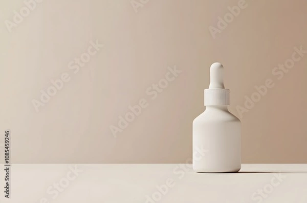 Obraz White Dropper Bottle on Neutral Background