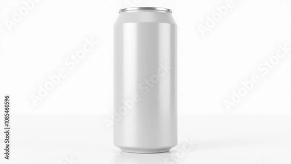Fototapeta Realistic soda can mockup showcasing a blank surface, reflective metallic texture, and subtle shadows for professional branding.