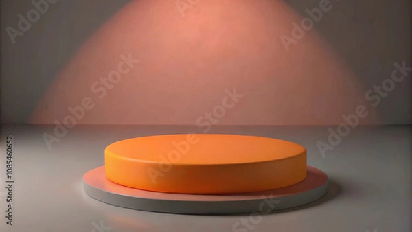 Fototapeta Red Podium with Spotlight: A Simple Design Ideal for Branding and Product Display