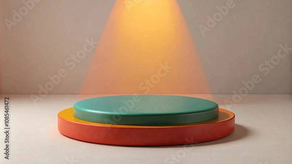 Fototapeta Red Podium with Spotlight: A Simple Design Ideal for Branding and Product Display